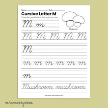 Load image into Gallery viewer, 26 Cursive Handwriting Worksheets - A thru Z - Fruits & Vegetables Themed