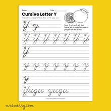 Load image into Gallery viewer, 26 Cursive Handwriting Worksheets - A thru Z - Fruits & Vegetables Themed