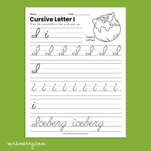 Load image into Gallery viewer, 26 Cursive Handwriting Worksheets - A thru Z - Fruits & Vegetables Themed