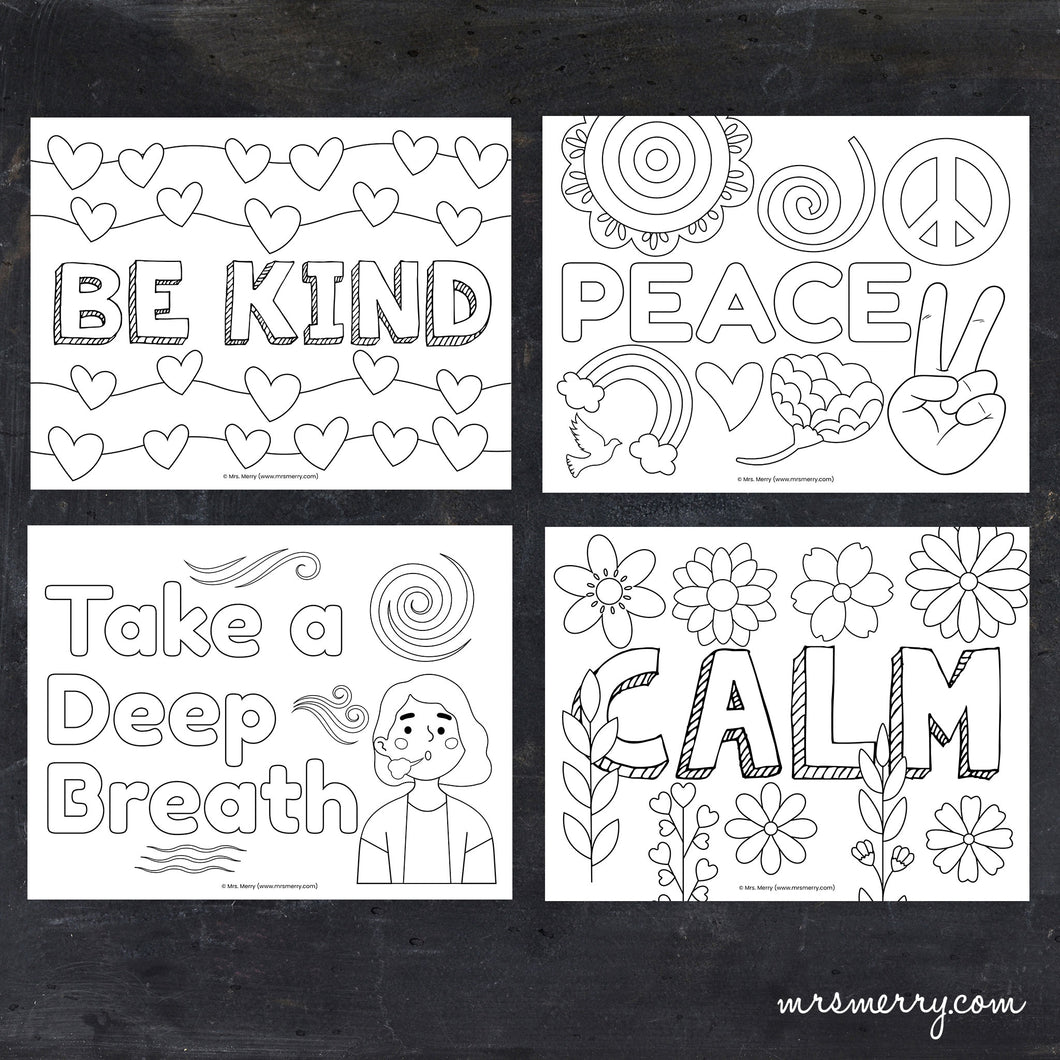 4 Calming Coloring Pages | Emotional Skills