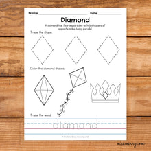 Load image into Gallery viewer, 16 Shape Tracing Worksheets | Shape Printables Bundle
