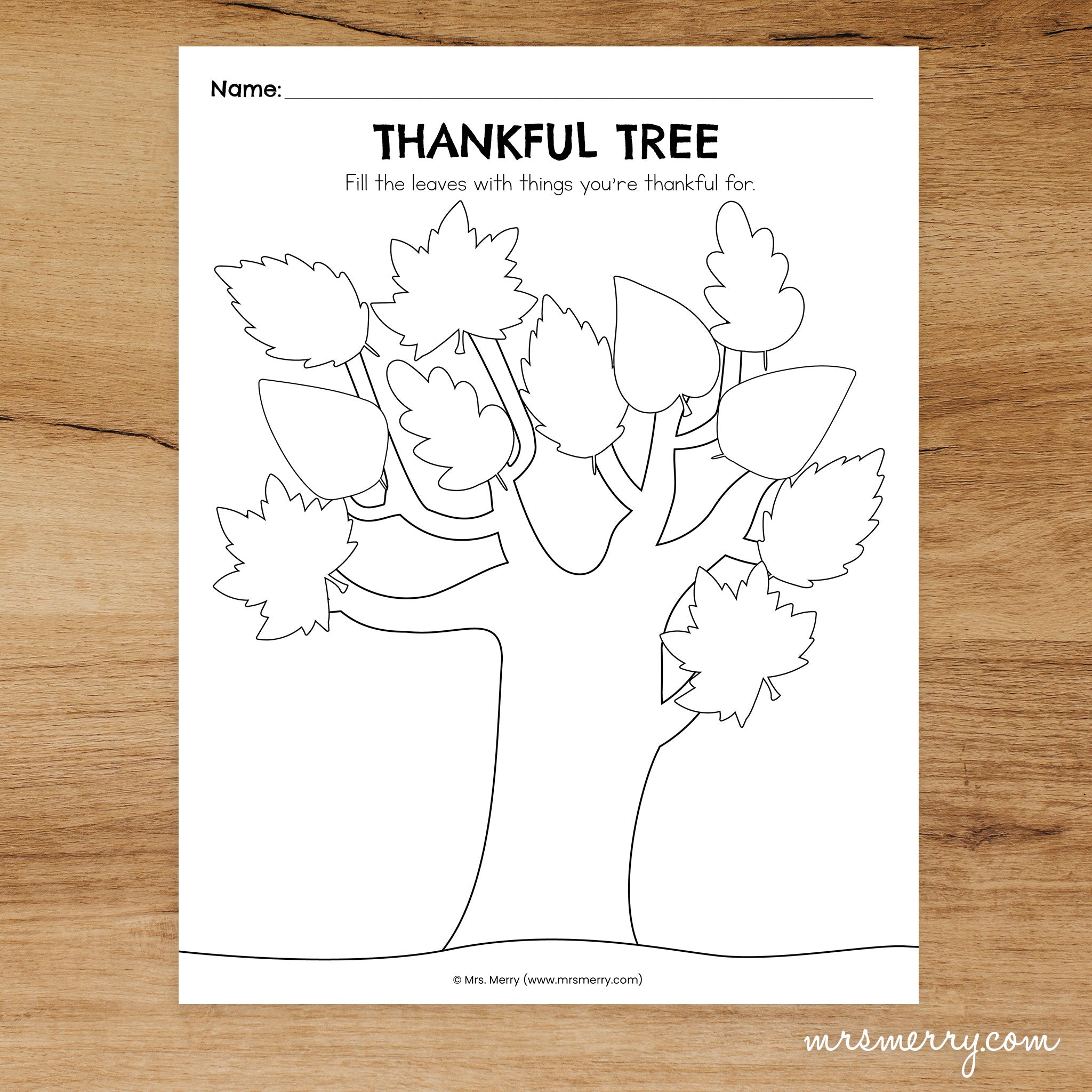 Thankful Tree Printable Worksheet Mrs. Merry