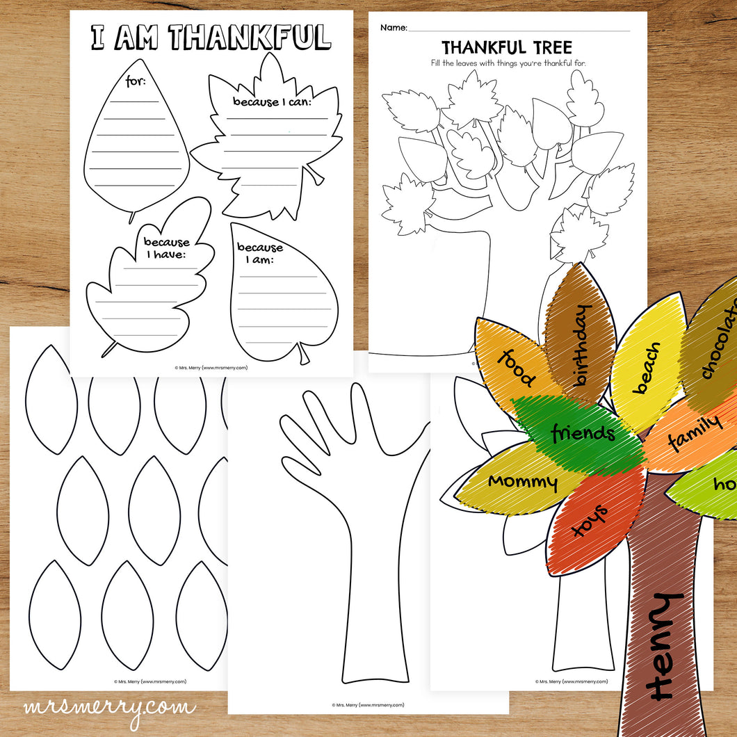 Thankful Tree Printable Worksheets Bundle - Mrs. Merry