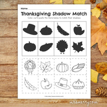 Load image into Gallery viewer, Thanksgiving Matching Worksheets Bundle - Mrs. Merry