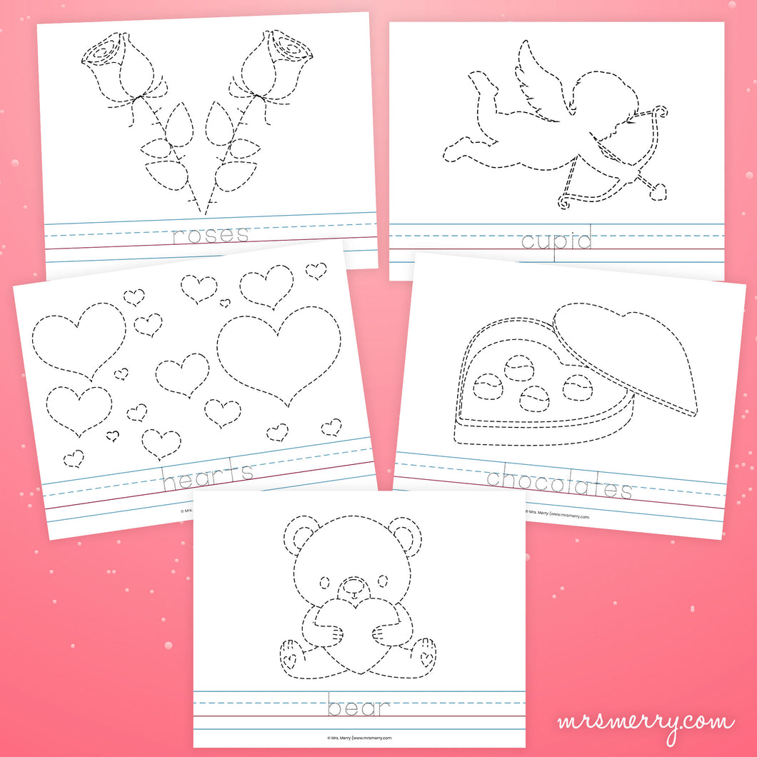 Tracing Worksheets | Valentine's Day Printable | Tracing Practice