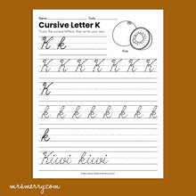 26 Cursive Handwriting Worksheets - A thru Z - Fruits & Vegetables The ...