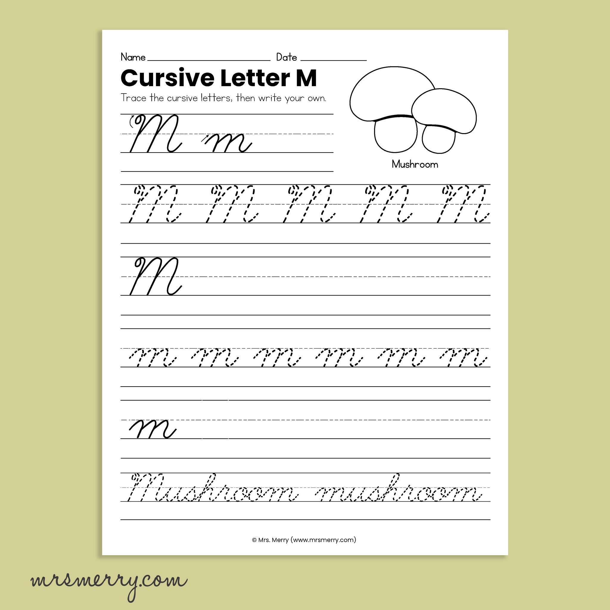 26 Cursive Handwriting Worksheets - A thru Z - Fruits & Vegetables The ...