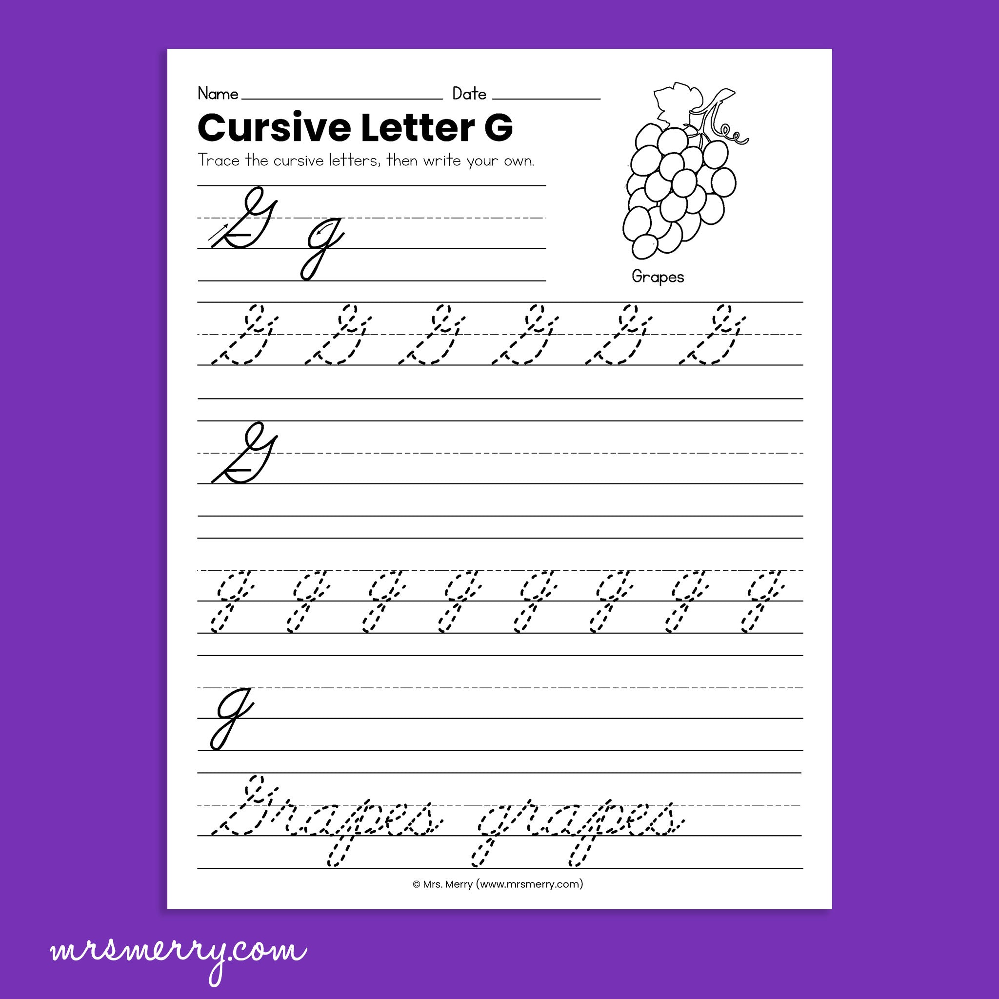 Mrs In Cursive Writing French Cursive Handwriting Worksheets