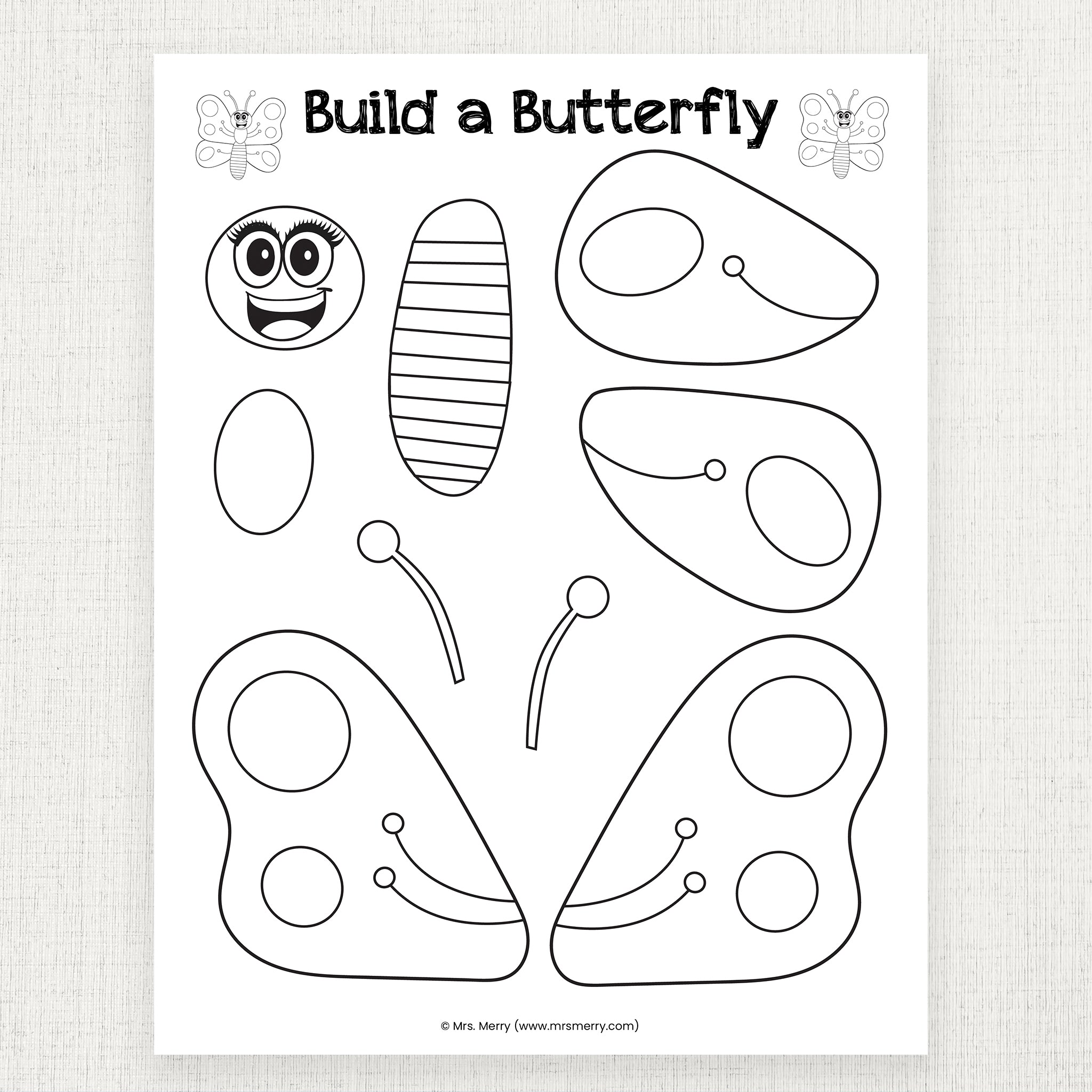 Make A Butterfly Printable Activity Mrs Merry