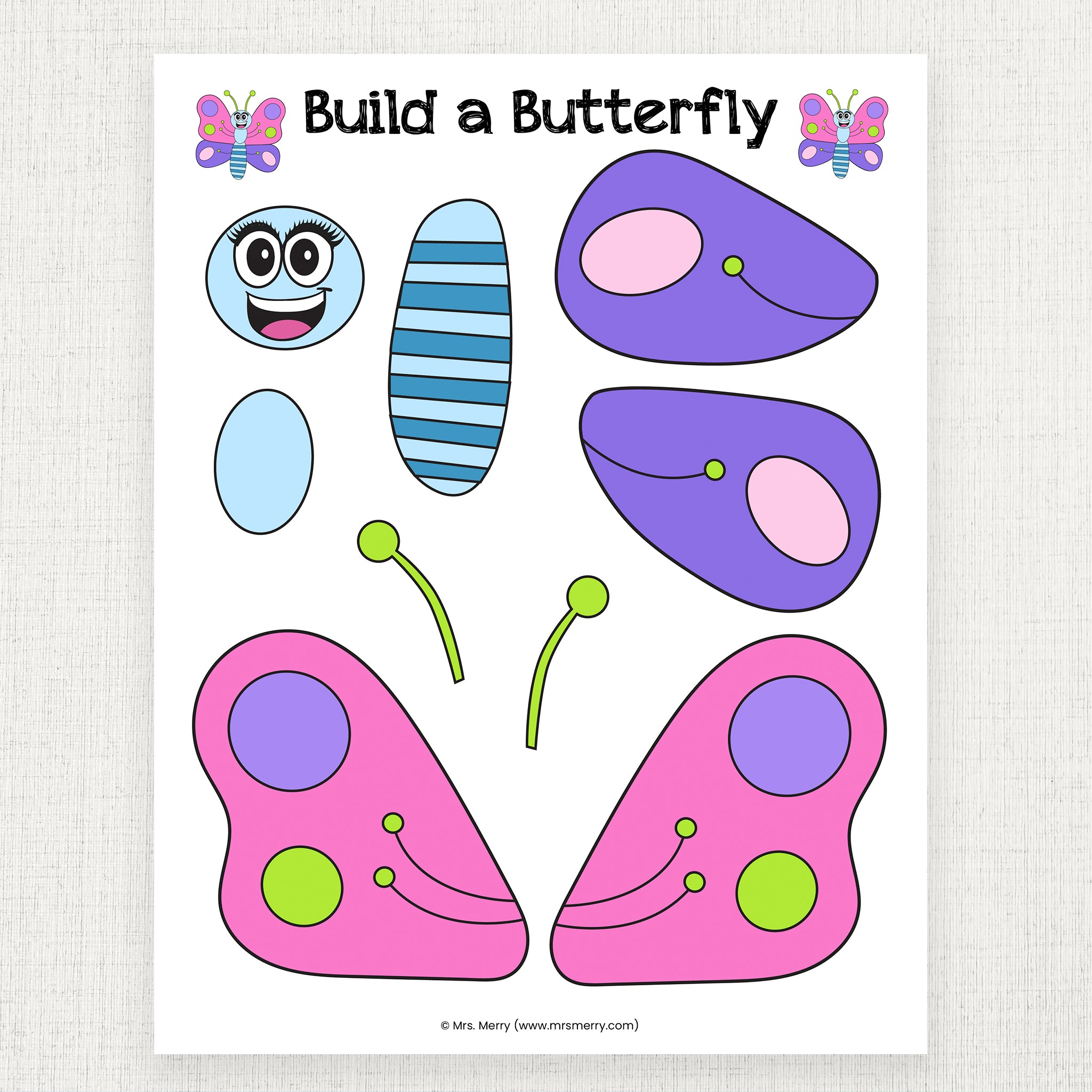 Make A Butterfly Printable Activity Mrs Merry