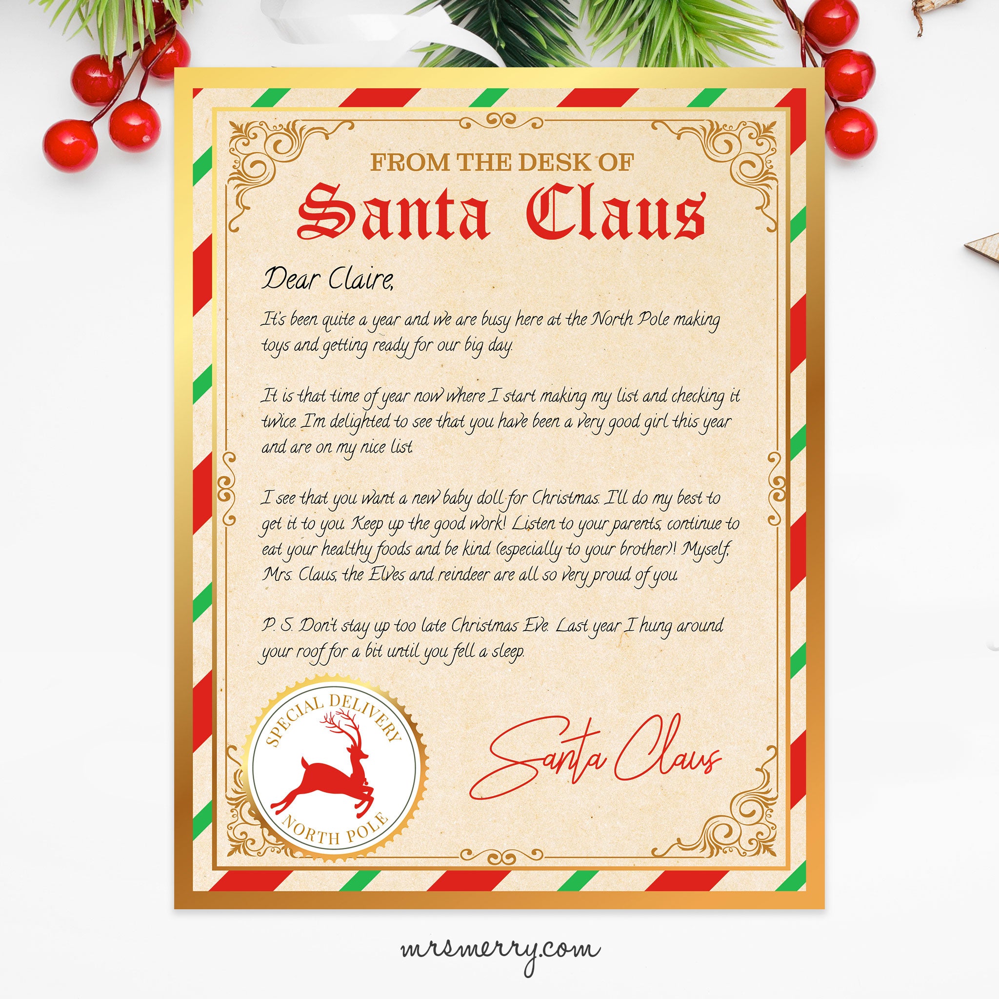 Decorative Letter To Santa