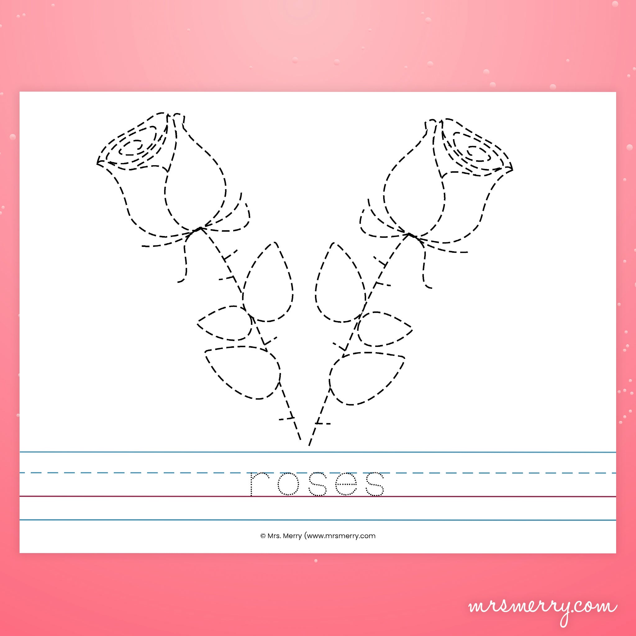 White Roses Trace Fun Valentine's: Tracing Patterns for Kids!