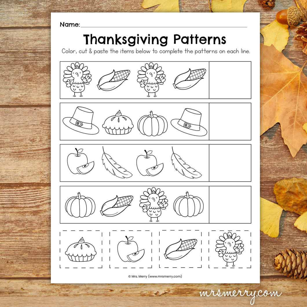 Thanksgiving Patterns Worksheet – Mrs. Merry thanksgiving-patterns-worksheet-mrs-merry